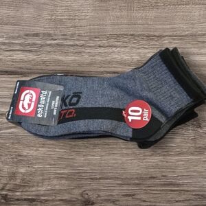 Ecko Unlimited Men’s Grey and Black Athletic Crew Socks - 10 Pair
